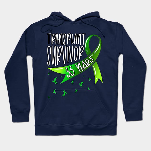 35 Year Organ Transplant Survivor Green Ribbon Hoodie by Gold Wings Tees